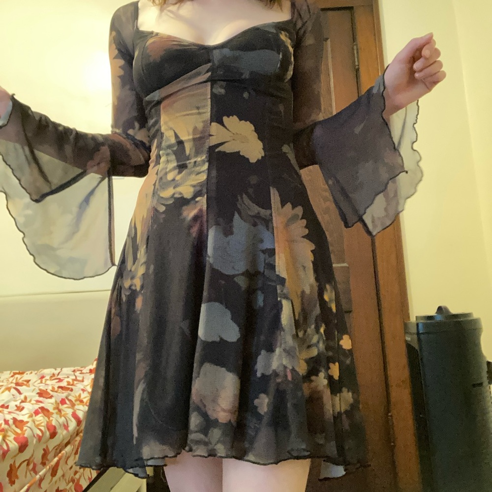 Witchy flare sleeve UO mini dress